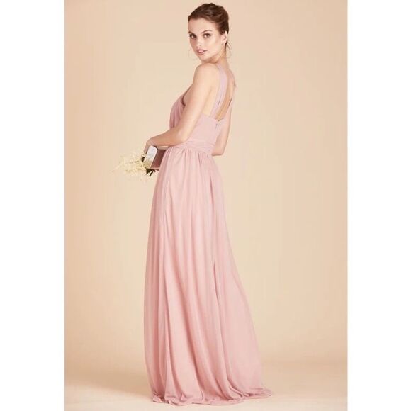 BIRDY Grey Kiko Bridesmaid Dress Maxi Gown W/ Pockets in Rose Quartz Medium NWT - Picture 2 of 15